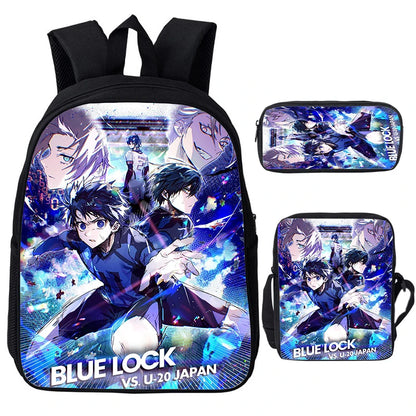 Blue Lock: Isagi Yoichi Backpack Shoulder Bag Pencil Case 3Pcs Set Waterproof Boys Girls Students School Bags Child Bookbag