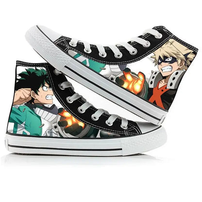 My Hero Academia: high-top canvas shoes anime Izuku Midoriya student capplet shoes breathable and comfortable holiday gift
