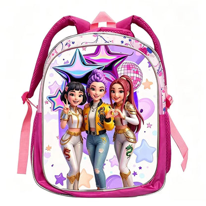 KPop Demon Hunters: School Bags Rumi Mira Zoey HUNTR/X Saja Backpacks Lightweight 12inch Pink Mochilas