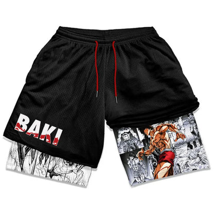 Baki Hanma: Gym Workout Shorts Athletic Quick Dry 2 in 1 Compression Shorts