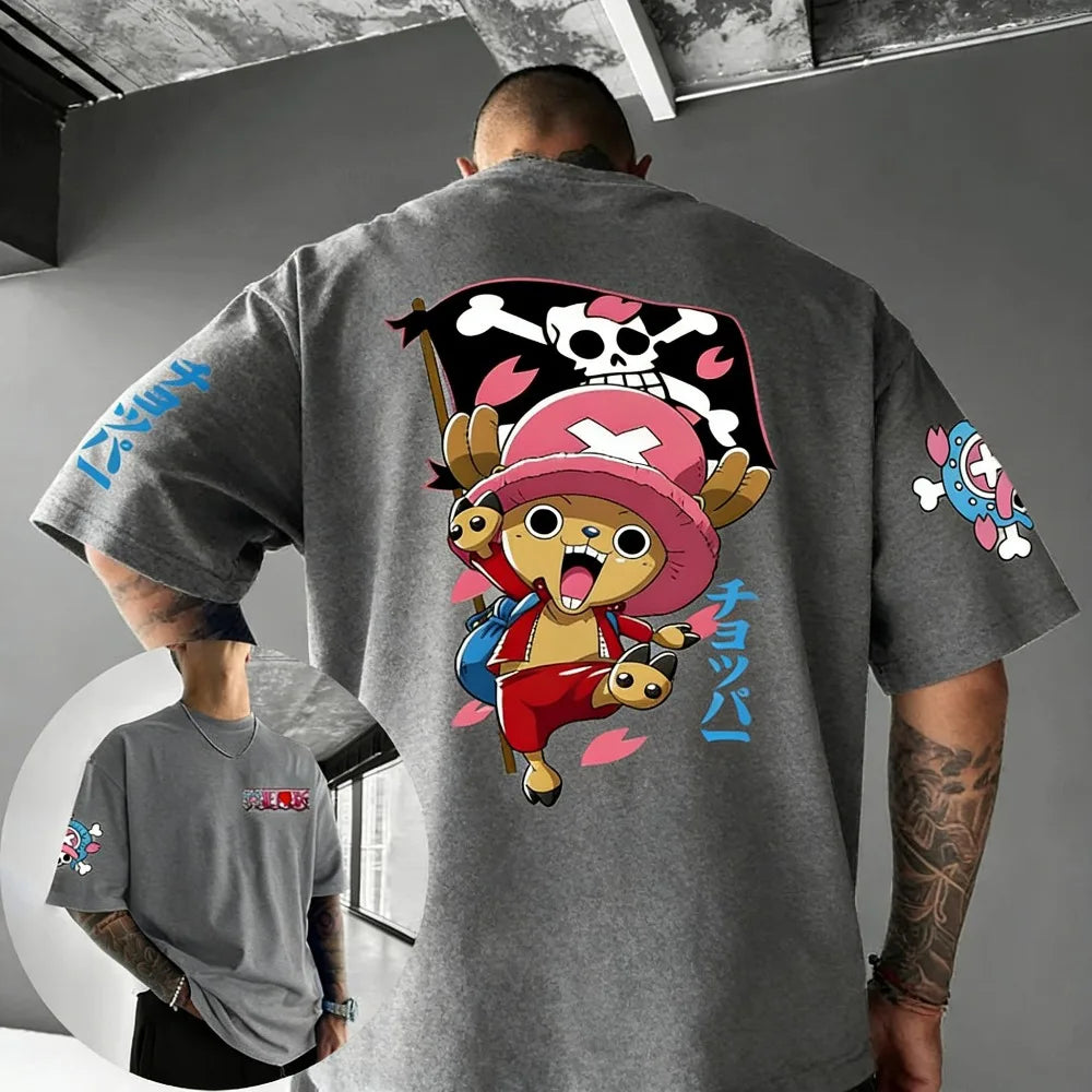 One Piece: New Unisex Cotton T-shirt Tony Tony Chopper 2026 Summer Harajuku Anime Printed Large Loose Parent Short Sleeve