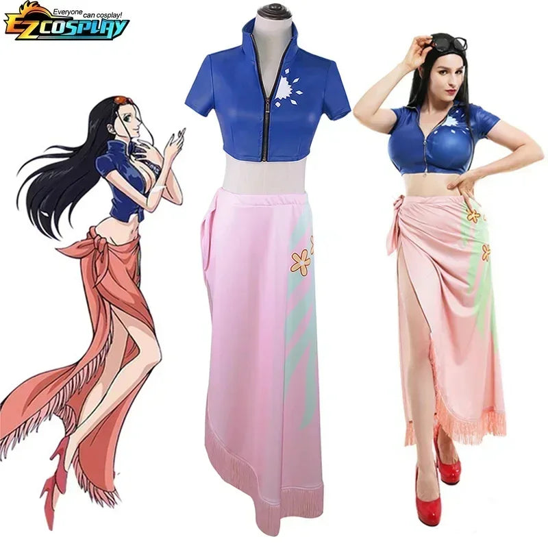 One Piece: Anime une pièce Nico Robin Cosplay Costume haut et Wrap Skirfor femmes une pièce Anime Nico Robin tenue robe