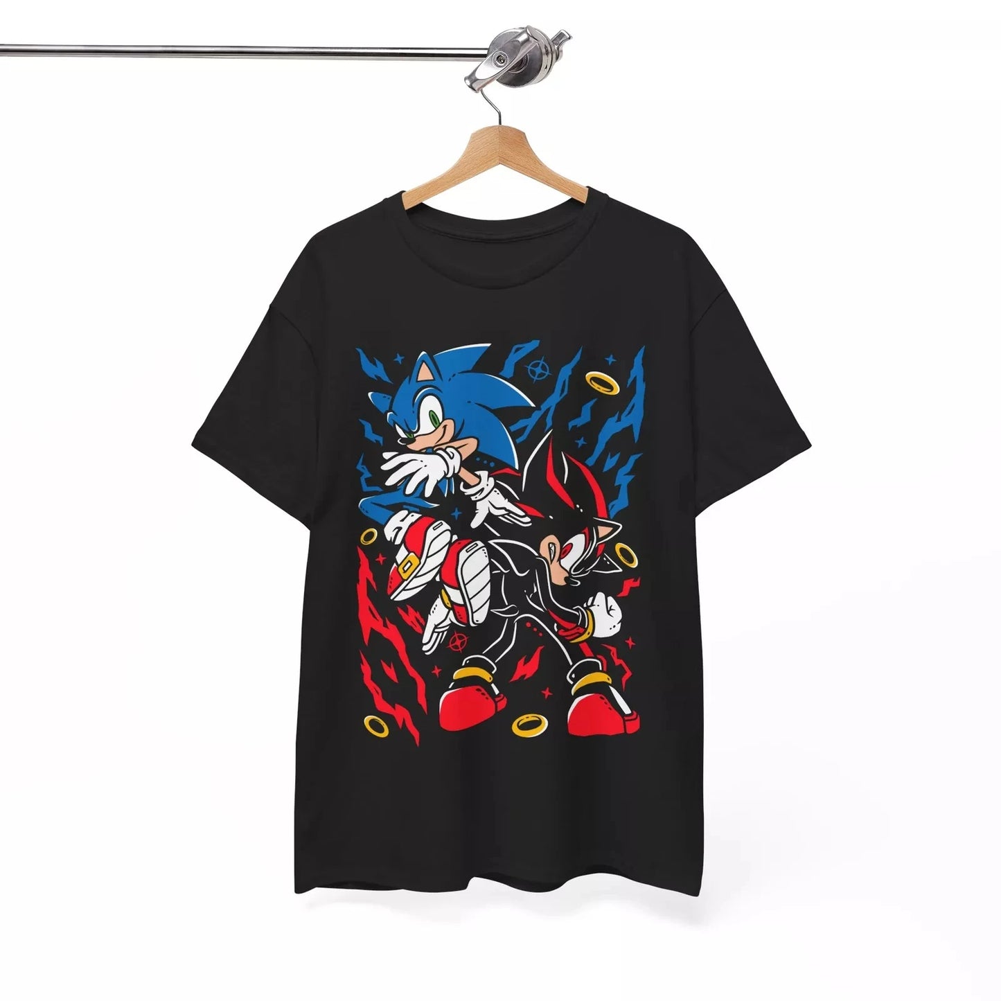 Sonic the Hedgehog: Shadow and Sonic The Hedgehog T-Shirt Heroes Tee Sonic T-Shirt Heroes Vintage Men Women Tee - Fans Loose Cotton Top