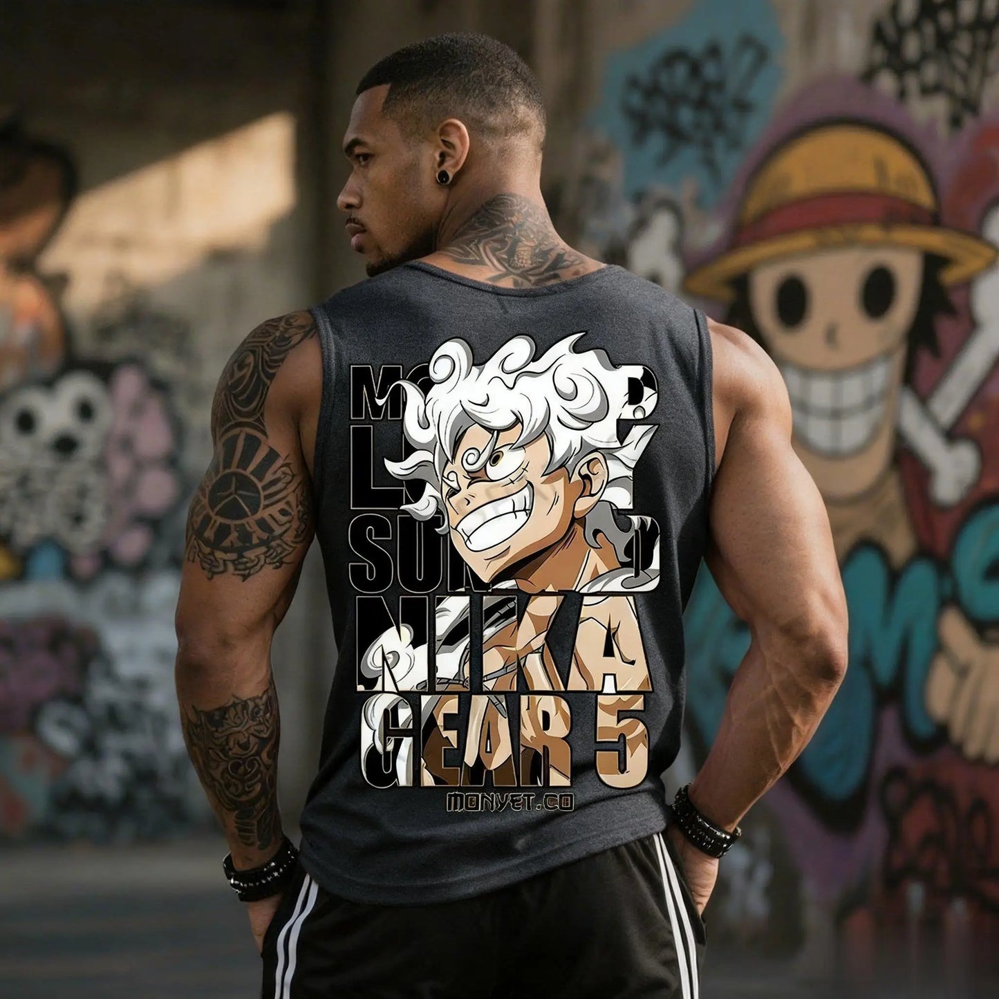 One Piece: Fitness Sleeveless Tank Top Men Anime Luffy Gear 5 Streetwear Summer Casual Gym Vest Workout Bodybuilding Muscle Shirt