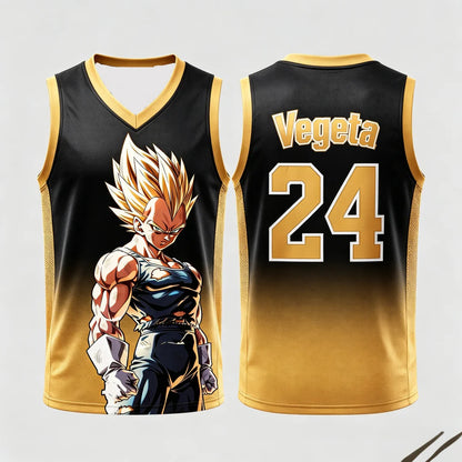 Dragon Ball: Vegeta Super Saiyan #23 Basketball Jersey Tank Top Anime Print Breathable Sportswear Unisex Streetwear for Fans Kids