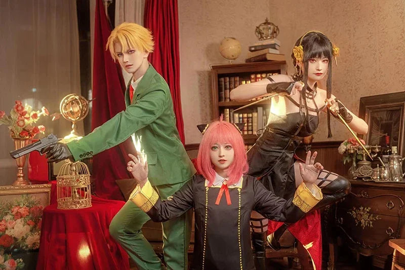 Spy X Family : CHILD DY20Anime Cosplay Costume Yor Forger Sexy Dress Loid Forger Light Green Suit Anya Kawaii Outfit Carnival Party Wig