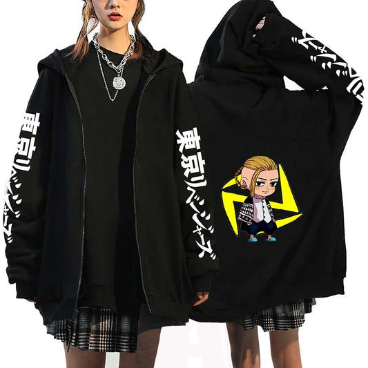 Tokyo Revengers: Plus Size Hoodie Mikey Baruhara Graphic Printed Hooded Men Women Sweatshirt With Zipper Hip Hop