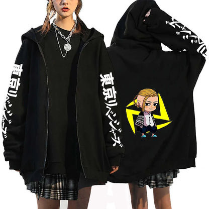 Tokyo Revengers: Plus Size Hoodie Mikey Baruhara Graphic Printed Hooded Men Women Sweatshirt With Zipper Hip Hop