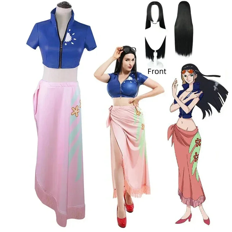 One Piece: Anime une pièce Nico Robin Cosplay Costume haut et Wrap Skirfor femmes une pièce Anime Nico Robin tenue robe