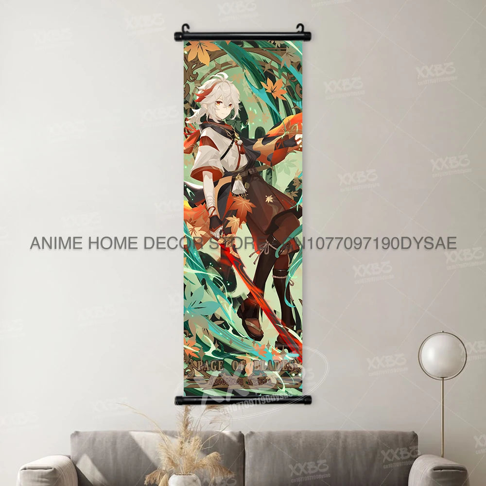 Genshin Impact: Posters Kamizato Ayaka Home Decor Klee Decorative Painting Barbara Scrolls Picture Arataki Itto Wall Artwork Sayu