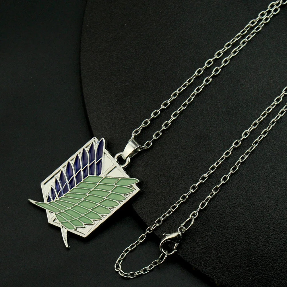 Attack On Titan: Necklace Wings Of Liberty Freedom Scoring Legion Logo Alloy Fluorescent Necklace Fan Gift