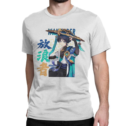 Genshin Impact: Wanderer Scaramouche for Men Women T Shirt Vintage Tee Shirt Short Sleeve T-Shirt 100% Cotton Summer Clothing