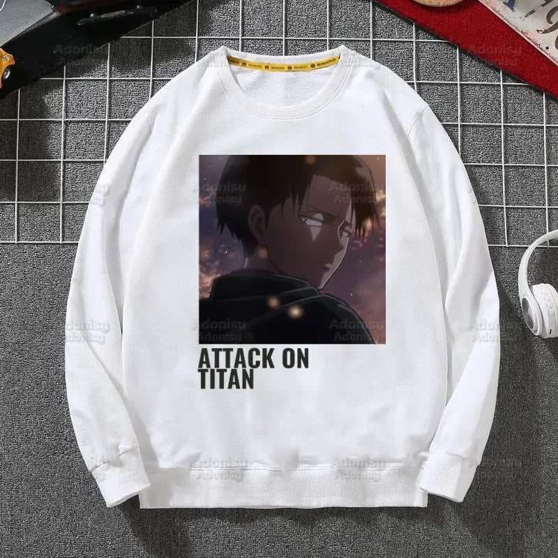 Attack on Titan Fleece Sweatshirts Harajuku Streetwear Autumn Spring Shingeki No Kyojin Anime O Neck Pullover Hoody Mens