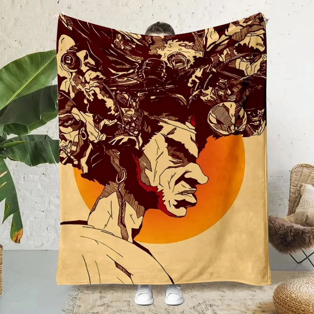 Anime Afro Samurai Cartoon Printed Blanket Picnic Blankets Warm Blanket Soft and Comfortable Blanket Home Travel Birthday Gifts