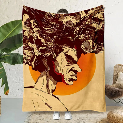 Anime Afro Samurai Cartoon Printed Blanket Picnic Blankets Warm Blanket Soft and Comfortable Blanket Home Travel Birthday Gifts