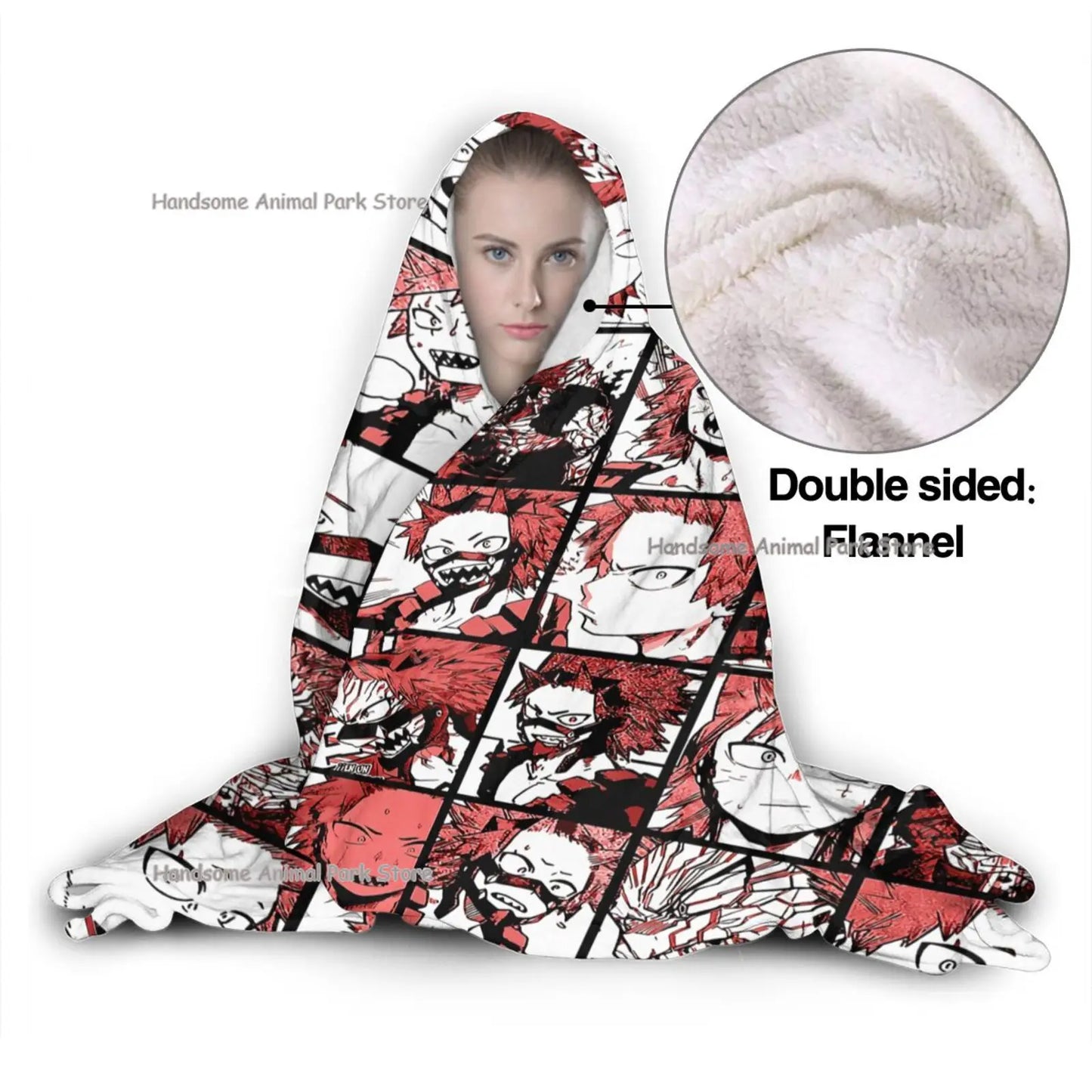 My Hero Academia: Collage Soft Warm Hooded Blanket Kirishima Tamaki Amajiki Kaminari Denki Midoriya Izuku