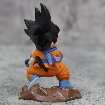 Dragon Ball: Childhood Little Goku Hugs Puer Ya Mu Tea Little Follower Figures Doll Pvc Model Statue Collection Toys Ornamen Gift