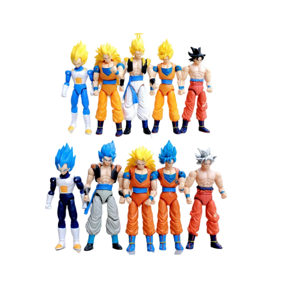 Dragon Ball: 5 Pcs/Set Action Figure Son Goku Vegeta Gogeta Super Saiyan Change Head Figurine 2 Style Ornament Gifts