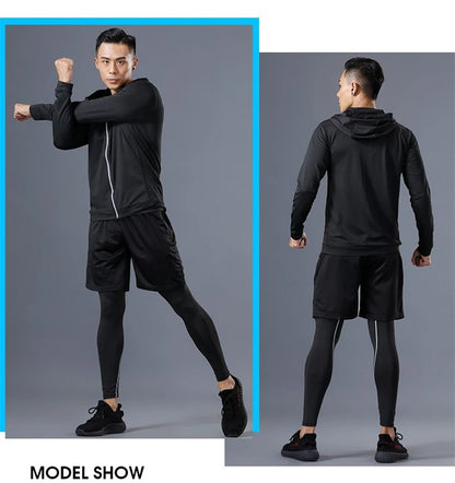 Baki: Print Fitness Running Jackets for Men Sports Athletic Hooded Coats Quick Dry Stretch Outwear Long Sleeve Zip Up Tops