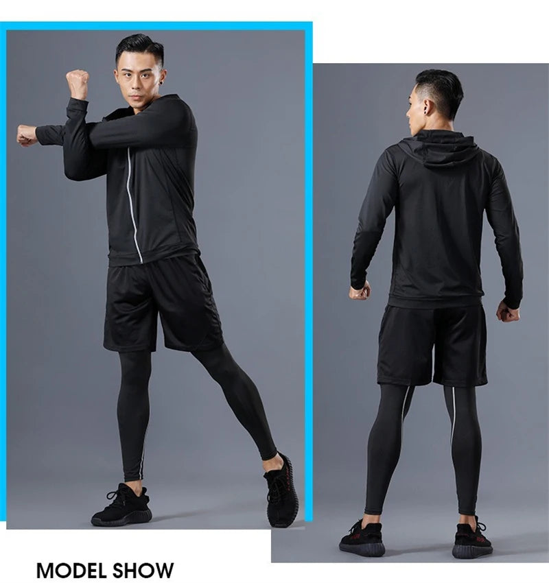 Baki: Print Fitness Running Jackets for Men Sports Athletic Hooded Coats Quick Dry Stretch Outwear Long Sleeve Zip Up Tops