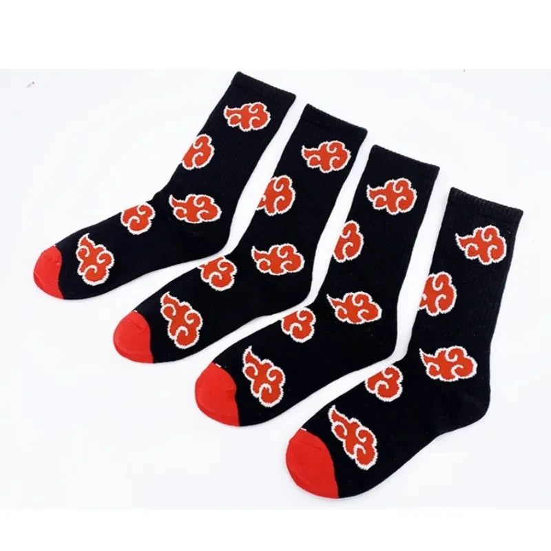 Naruto: Red Cloud Akatsuki High Quality Socks Ninja Adult Cotton Socks