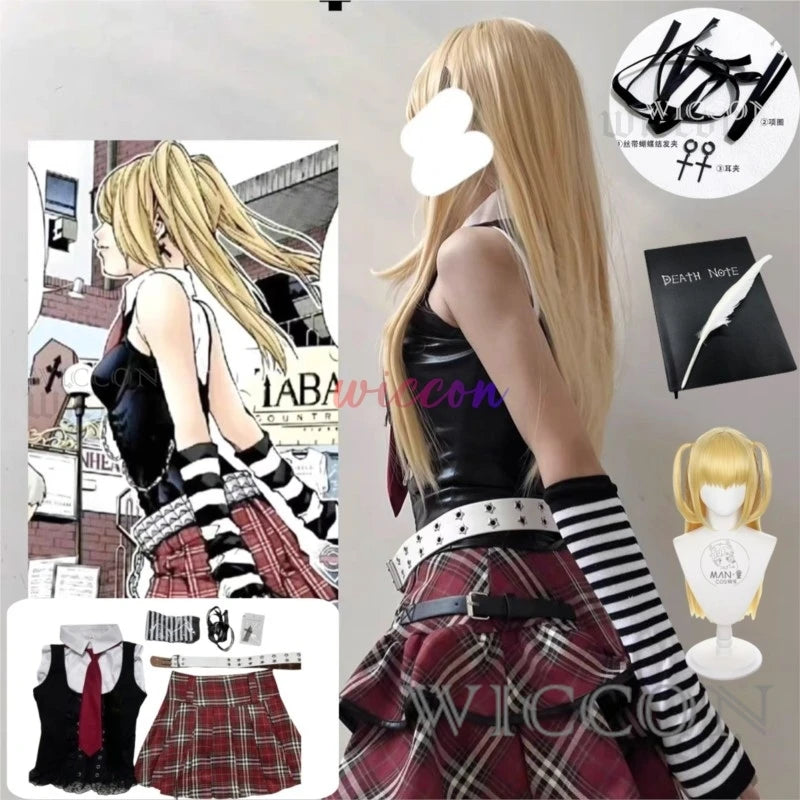 Death Note:Misa Cosplay  Misa Amane Cosplay Costume Daily Sexy Dress Subculture Necklace y2k jirai kei GothLoli Uniform Wig