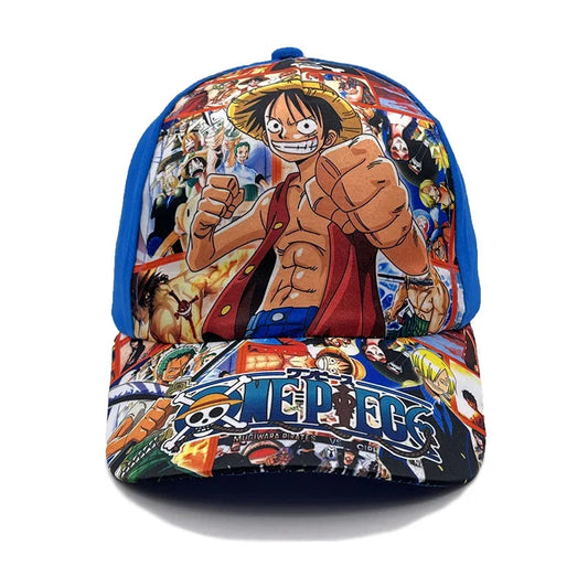 One Piece: Anime Baseball Cap Adjustable Print Summer Sun Hat Luffy Cartoon Cotton Breathable Beach Cosplay Flat Hats Kids Toys