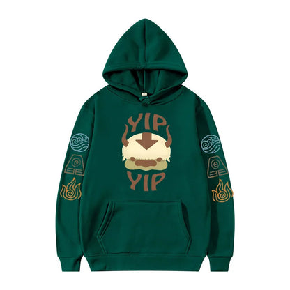 Avatar The Last Airbender: Hoodie Men's and Women's Couple Appa YIP Letter Printed Brushed Anime Sports Shirt Pullover Top