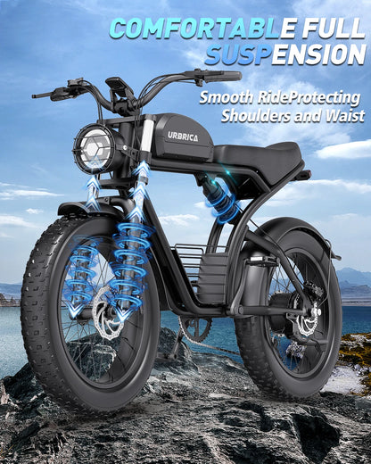 Yowamushi Pedal: Electric Bike for Adults 3000W 1500W 32MPH 48V 23AH Max 75Miles Electric Motorcycle 20" Fat Tire Dirt Bike Shamano 7-Speed EBike