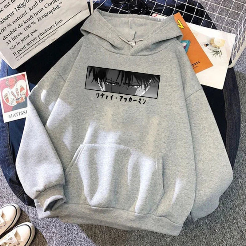 Attack On Titan: Hoodies Levi Ackerman Printed Tops Casual Harajuku Sweatshirts Loose Pullover