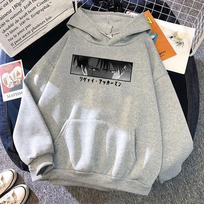Attack On Titan: Hoodies Levi Ackerman Printed Tops Casual Harajuku Sweatshirts Loose Pullover