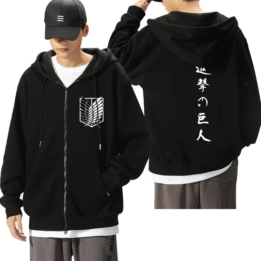 Attack On Titan: Levi Graphic Printed Hooded Plus Size Sweatshirt Harajuku Unisex Zipper Jacket