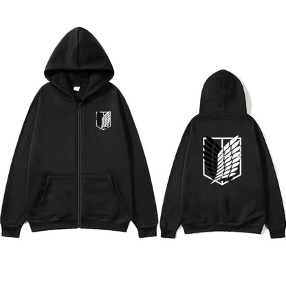 Attack on Titan: High-Quality Fashion Trendy Anime Print Zipper Hoodie Loose Comfortable Classic Sports Sweatshirt