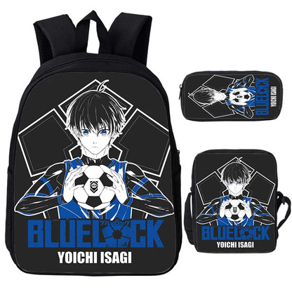 Blue Lock: Isagi Yoichi Backpack Shoulder Bag Pencil Case 3Pcs Set Waterproof Boys Girls Students School Bags Child Bookbag