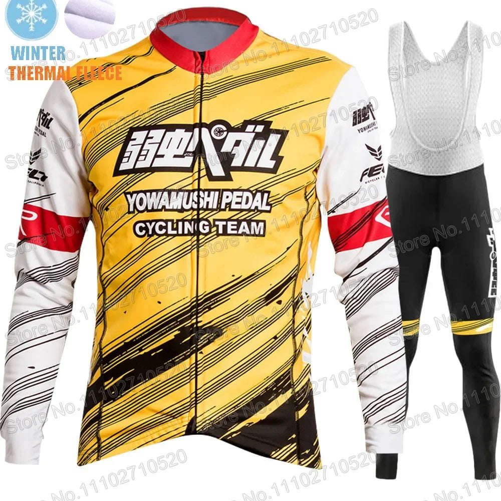 YOWAMUSHI PEDAL:Cycling Jersey 2025 Set Team Long Sleeve Cycling Clothing Bike Thermal Jacket Suit Pants Bib MTB Ropa Maillot
