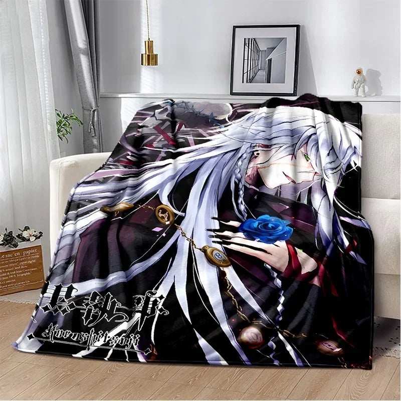Cartoon Black Butler Anime 3D Blanket,Soft Throw Blanket for Home Bedroom Bed Sofa Picnic Travel Office Rest Cover Blanket Kids
