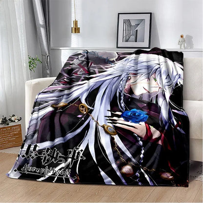 Cartoon Black Butler Anime 3D Blanket,Soft Throw Blanket for Home Bedroom Bed Sofa Picnic Travel Office Rest Cover Blanket Kids