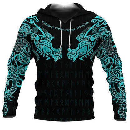 I.L.F.A. - Mens Hoodies Vikings eagle Tattoo Fashion Animal pattern 3D Printed Style Casual Harajuku Hip Hop Pullover Oversized Sudaderas