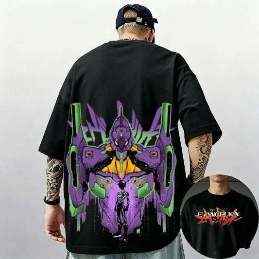 Evangelion: Pattern Street Style Print Short-Sleeve T-Shirt, Y2K Style, Suitable for Both Men and Women