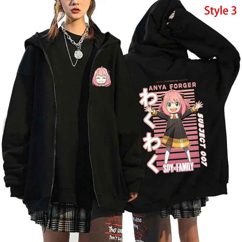Spy x Family: Anya Forger Printed Zipper Hooded Fashion Women Men Zip Sweatshirt Casual Sport Hoodie Long Sleeve Top