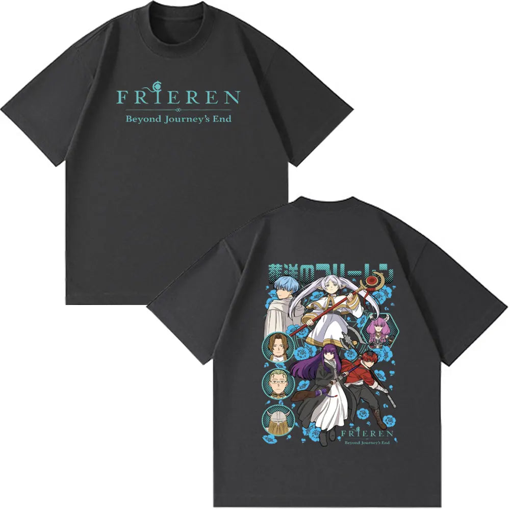 Frieren: Beyond Journey's End -- Frieren Fern Stark Himmel T-shirt Men Women Tee Tops Fashion Harajuku Cotton Casual T-shirts