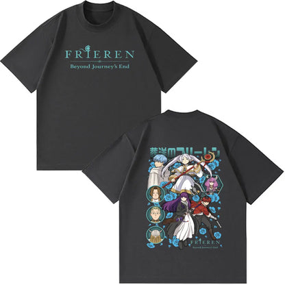 Frieren: Beyond Journey's End -- Frieren Fern Stark Himmel T-shirt Men Women Tee Tops Fashion Harajuku Cotton Casual T-shirts
