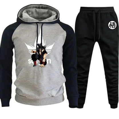 Dragon Ball Z - Hoodie+Pants Set Cartoon Goku Print Hooded Sweatshirt Long Sleeved Casual Sportswear Set Man Clothing Gift
