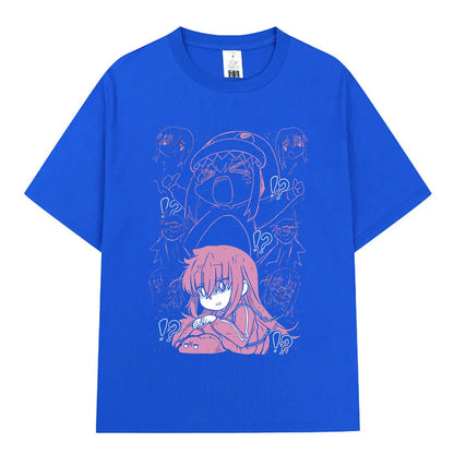 Bocchi The Rock: T-shirt Anime Gotoh Hitori Graphic T-shirts Men Women Summer Oversized Cotton T Shirts Streetwear