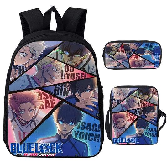 Blue Lock: Isagi Yoichi Backpack Shoulder Bag Pencil Case 3Pcs Set Waterproof Boys Girls Students School Bags Child Bookbag