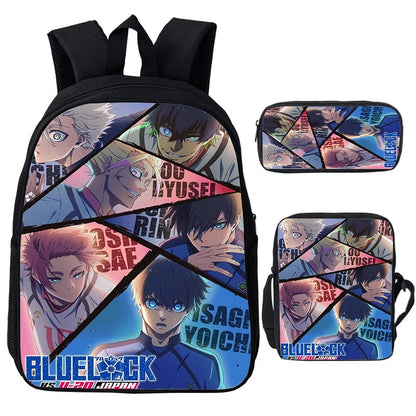 Blue Lock: Isagi Yoichi Backpack Shoulder Bag Pencil Case 3Pcs Set Waterproof Boys Girls Students School Bags Child Bookbag