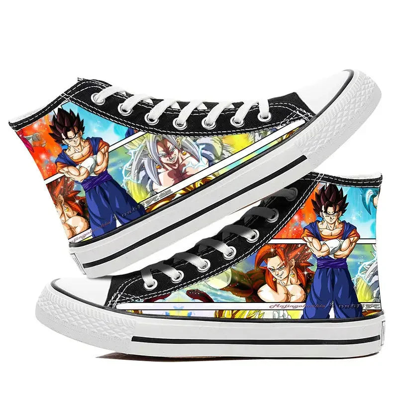 Dragon Ball:  Hand-painted graffiti printing men's high-top canvas shoes goku