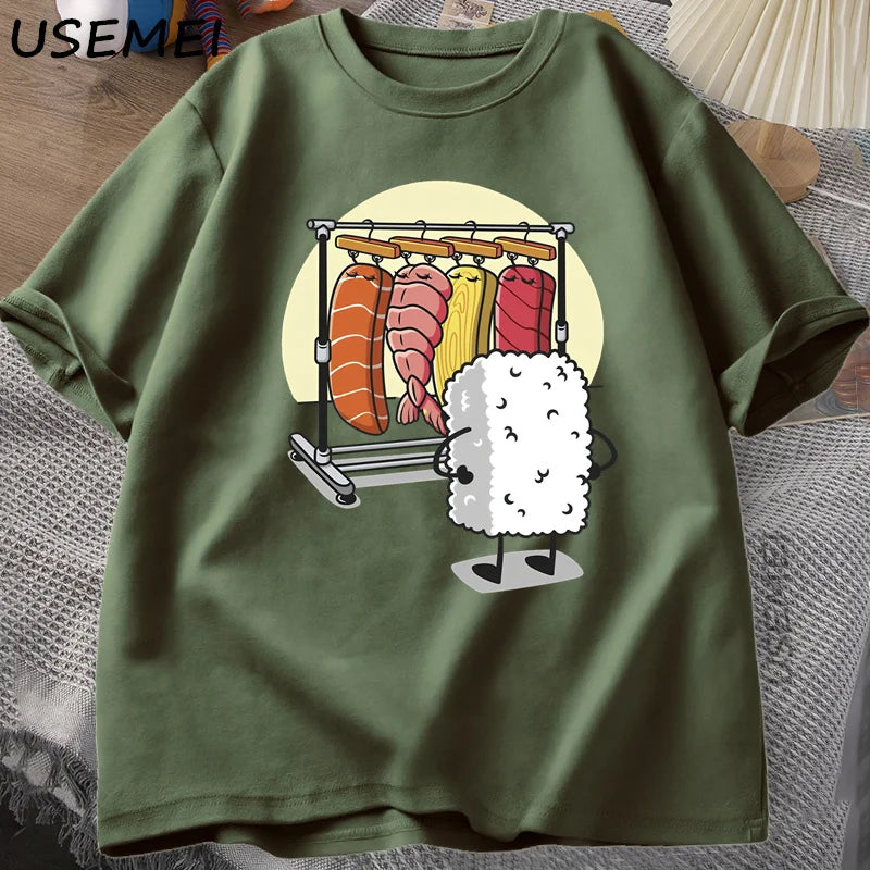 I.L.F.A: Sushi Wardrobe T Shirt Women Men Funny High Quality T-shirt Cotton Graphic T Shirts Loose Short-sleeve Pritned Tshirt Man Tops
