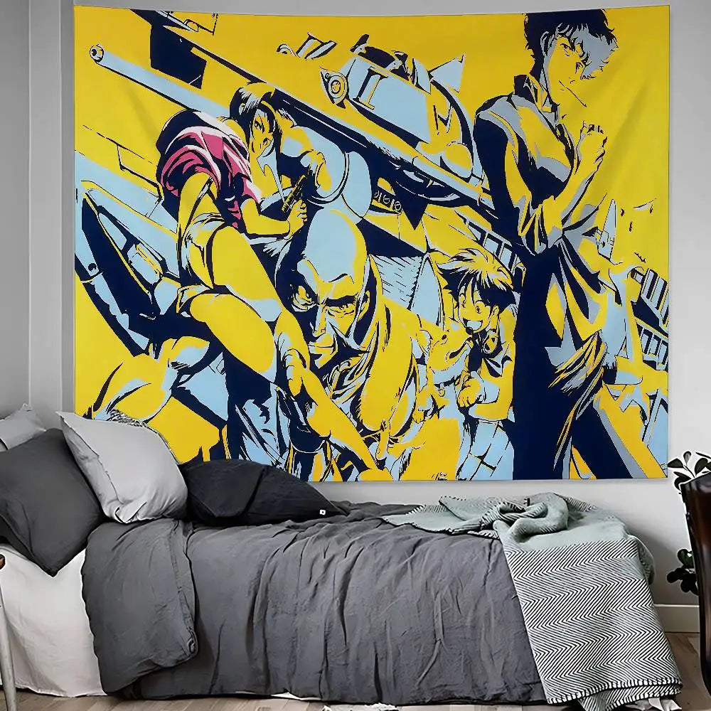 Cowboy Bebop: Anime Hanging Bohemian Tapestry Hanging Tarot Hippie Wall Rugs Dorm Home Decor