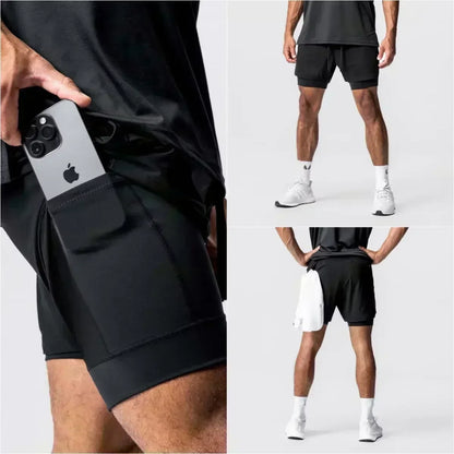 Dragon Ball Goku Anime Gym Shorts Men Double-layer 2-in-1 Sports Pants New Summer Japanese Cartoon Print Beach Pants Streetwear
